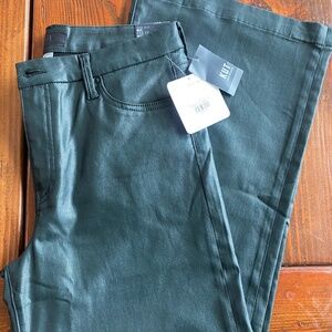 Kut from the Kloth Meg Fab Ab Wide Leg Coated Pants Evergreen
